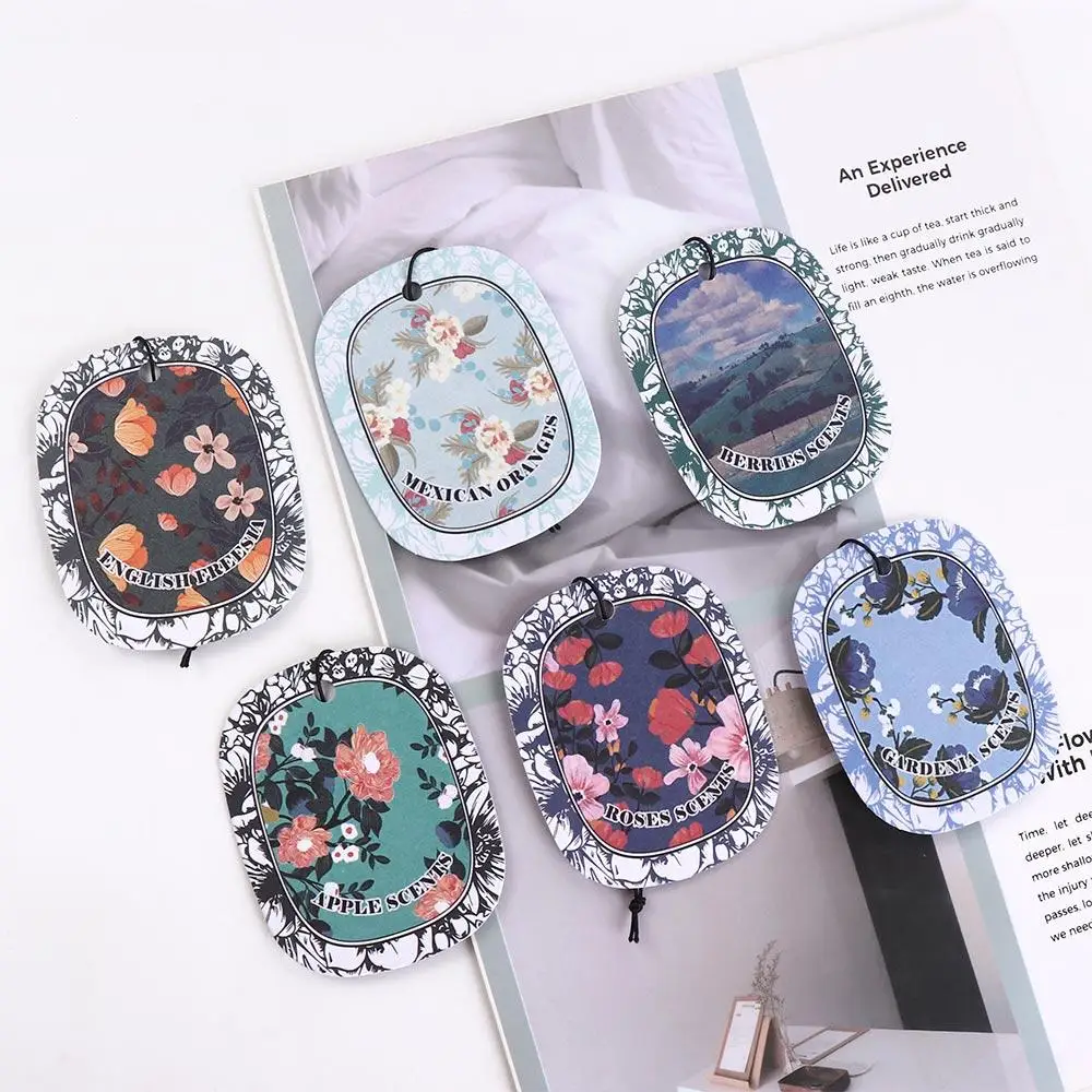 

Paper Car Fragrance Hanging Decoration Flower Ellipse Rearview Mirror Pendant Cartoon Car Aromatherapy