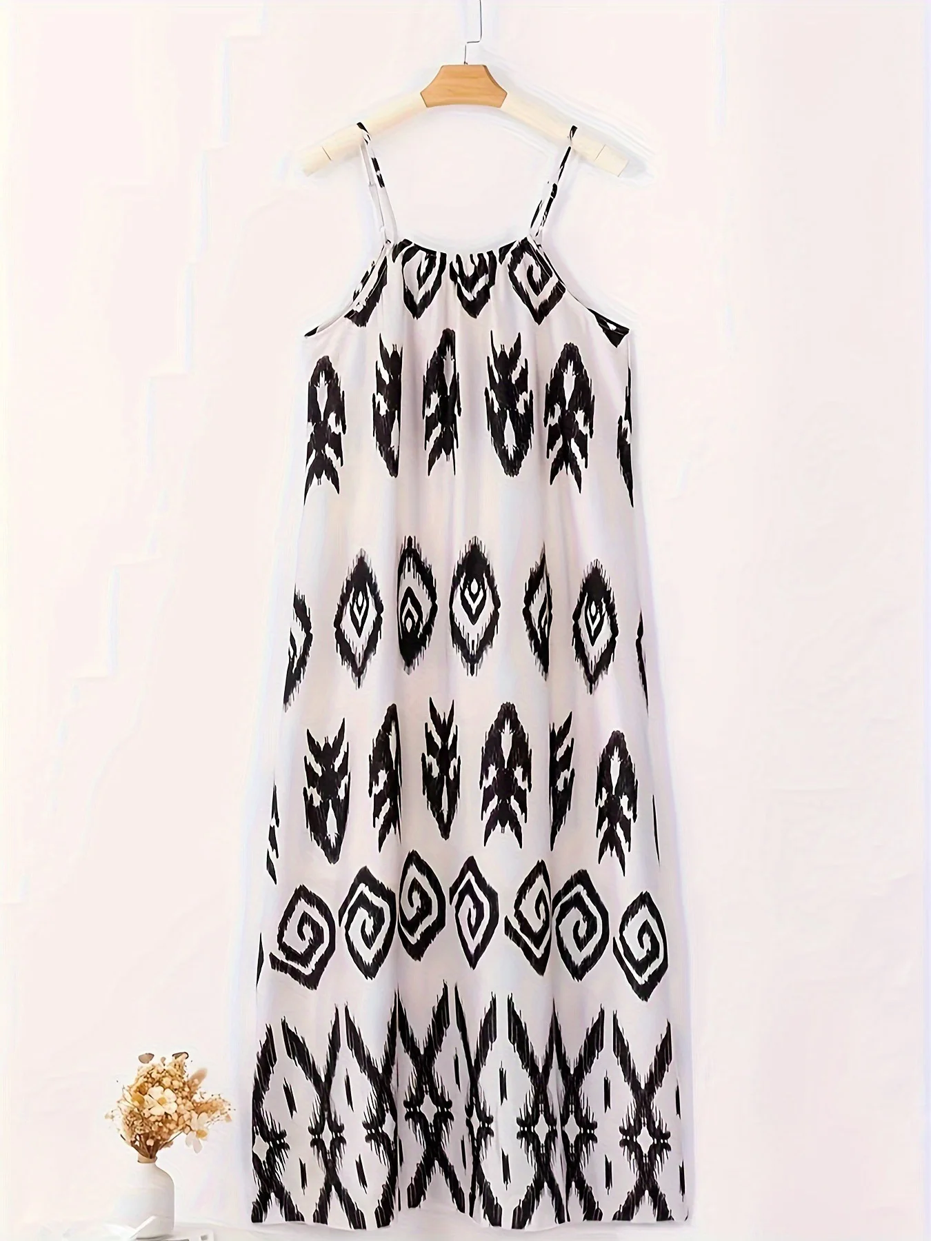 Damska sukienka na ramiączkach spaghetti z nadrukiem na całej powierzchni, luźna sukienka bez rękawów na wakacje, odzież wiosenna i letnia.