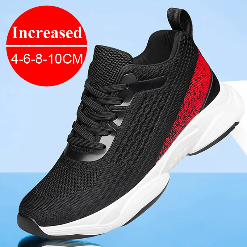 Fashion Men Sneakers Elevator Shoes Men Breathable Mesh Shoes Sports Casual Board Shoes Men's Hidden Inner Heightening Shoes 8cm