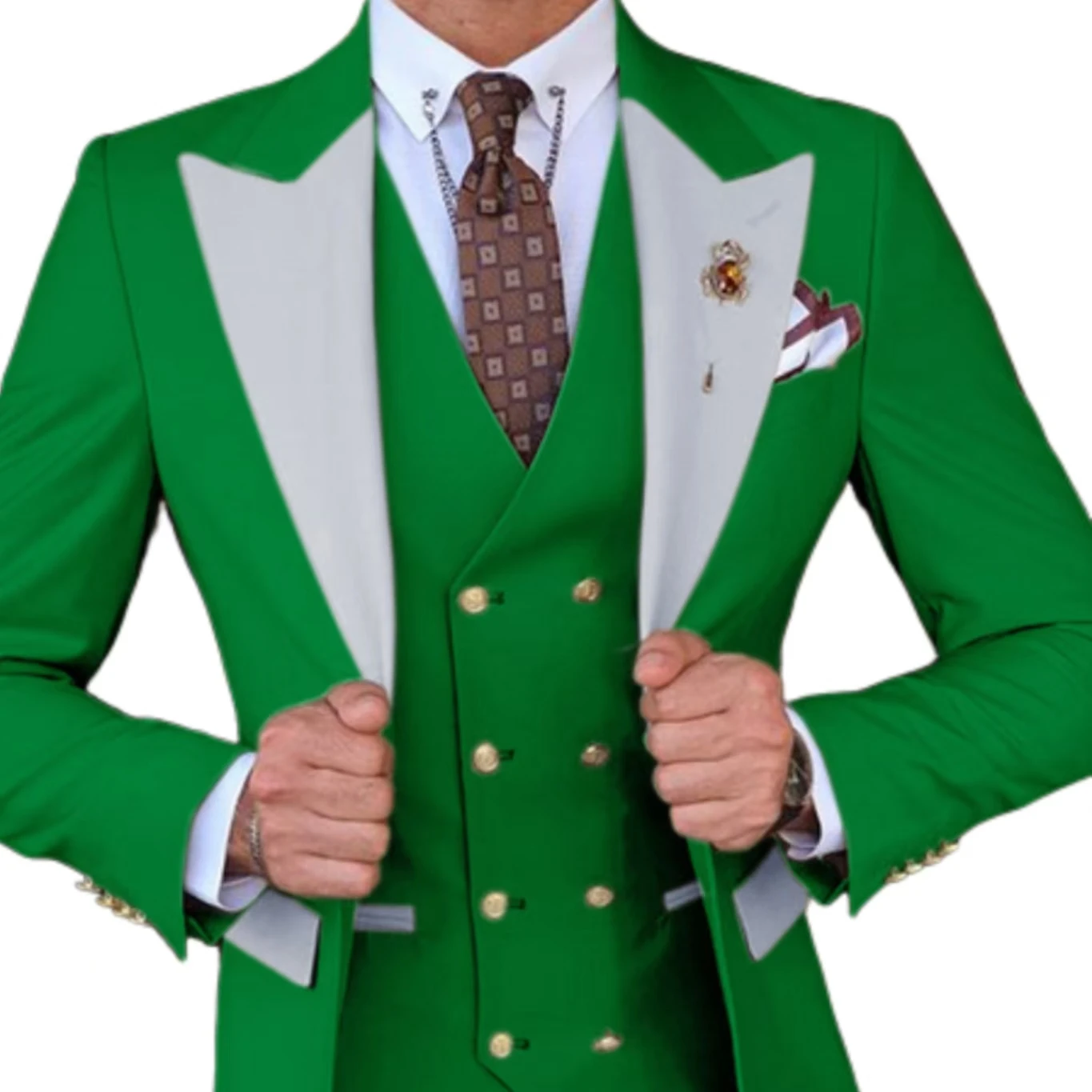 

High Quality Men's Suits Customized Suit for Men 3 Pieces Blazer Vest and Pants Set Elegant Tuxedo Suits Business Gentleman