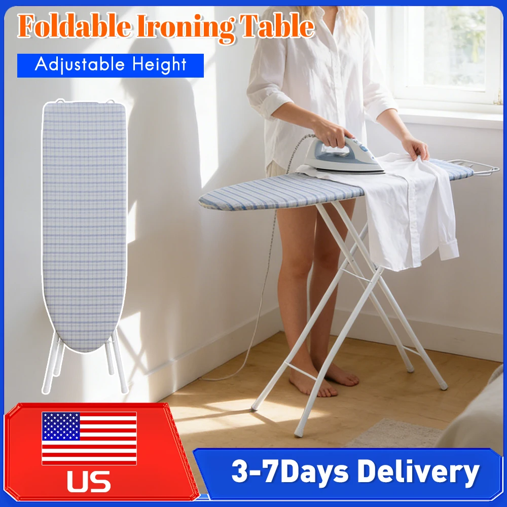

Foldable Ironing Board Adjustable Height with Iron Rest for Home Laundry Room