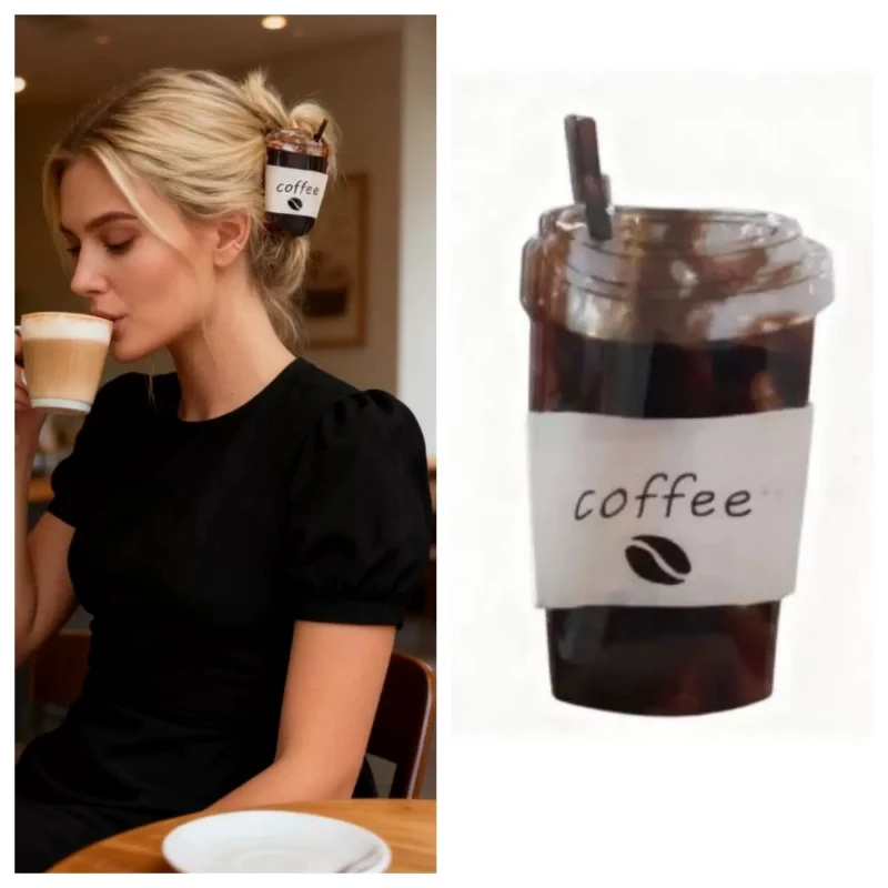 Funny Food Hair Claw Clip for Women Acrylic Coffee Burger Chocolate Hair Clip Cute Y2K Daily Hair Accessories Gift for Girls