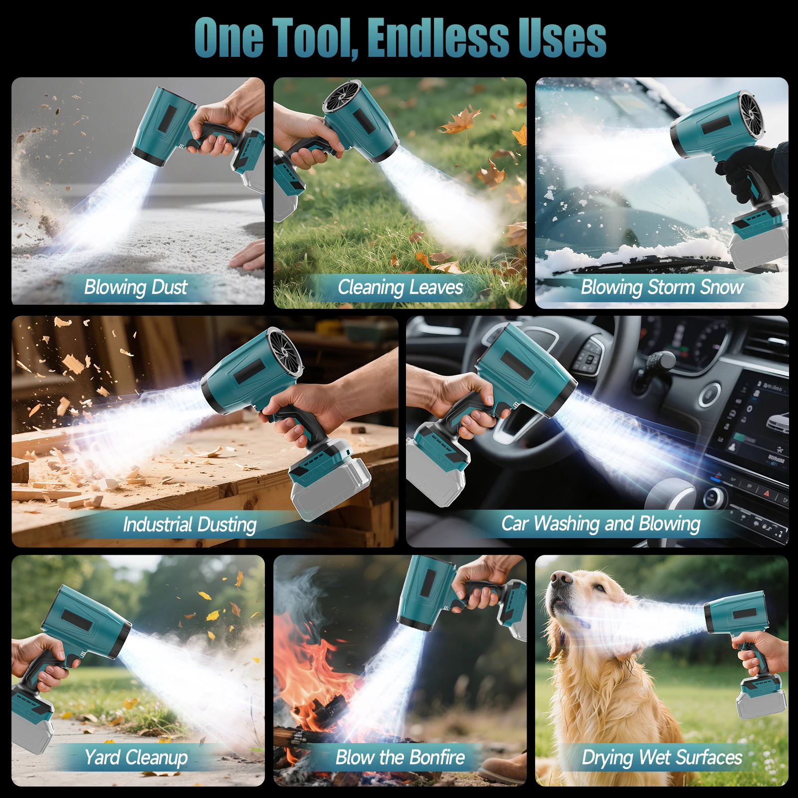 400M/S Brushless Electric Air Turbo Blower Cordless Leaf Dust Jet Fan Snow Blowing Clean High Power Tool For Makita 18V Battery