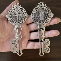Double Pack Saint Benedict Key Blessing For Protection - Home and Door hanger - Wall Hanger Catholic Gifts - Llave de San Benito