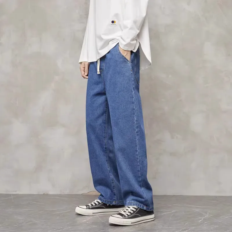 

Мужские джинсы свободного прямого кроя, повседневные, осенние, модные, студенческие, брендовые, широкие, длинные брюки, универсальные, удобные, классические