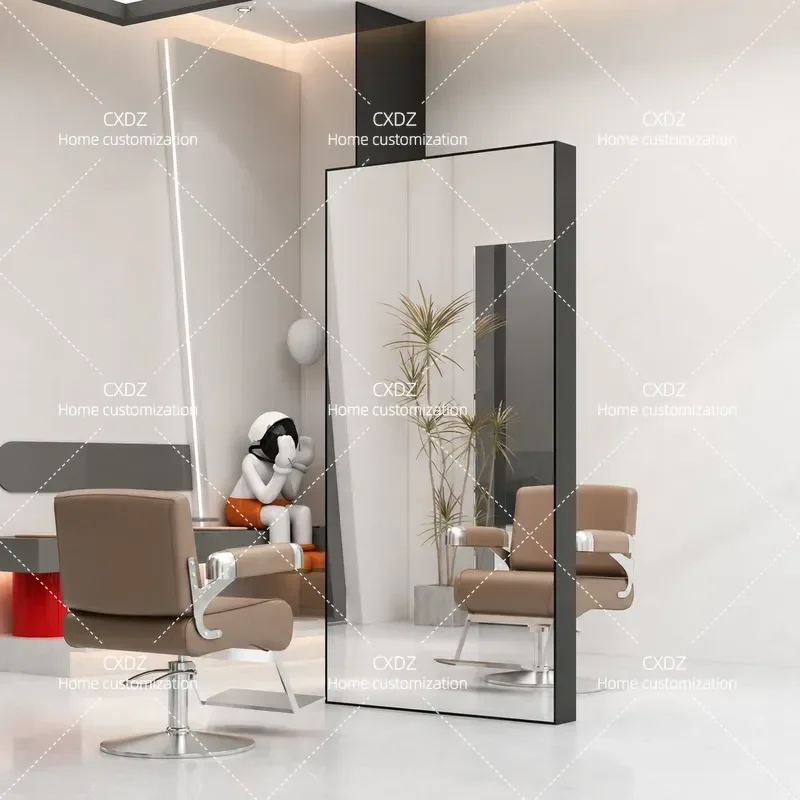 Double Sided Floor to Ceiling Hair Salon Mirror Barber Shop Station for Perm Dye and Cutting Professional Styling Table