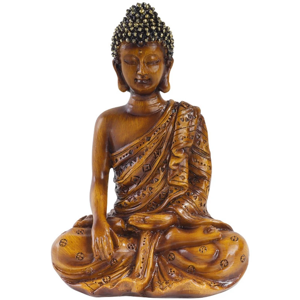 

Thai Zen Buddha Statue Resin Sculpture Ornament Living Room Desktop Entrance Tea Room Decor Home Living Room Office TV Cabinet