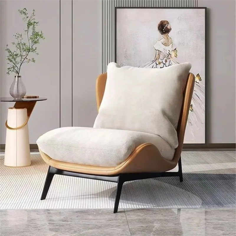 Nordic Single Sofa Chair Sofa Modern Minimalist Design Art Balcony Leisure Light Luxury Latex Internet Celebrity Style Lazy Sofa