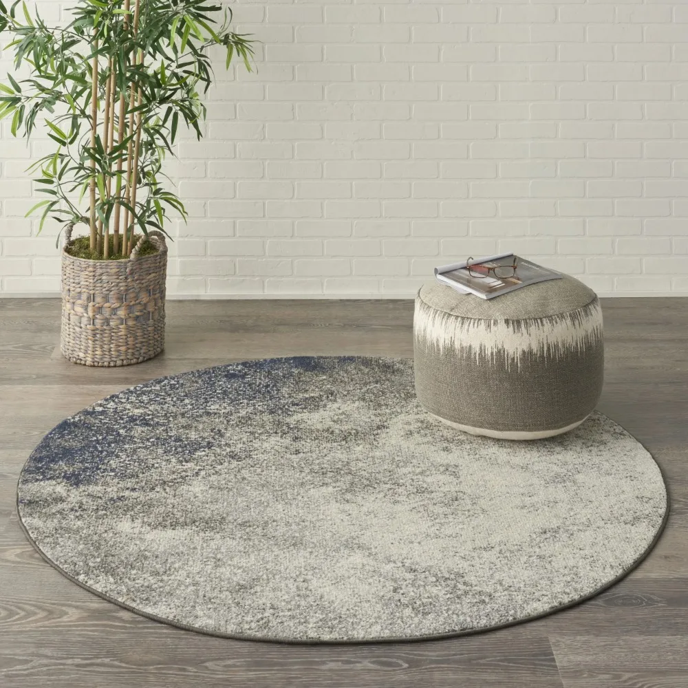 

Passion Contemporary Charcoal Ivory 5'3 x round Area Rug, (5 Round)