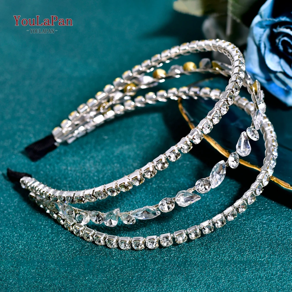 YouLaPan Funkelndes Strass-Hochzeits-Stirnband, mehrschichtig, Braut-Kopfschmuck, Damen, Bankett, Abschlussball, Haarschmuck, Party-Tiara HP864