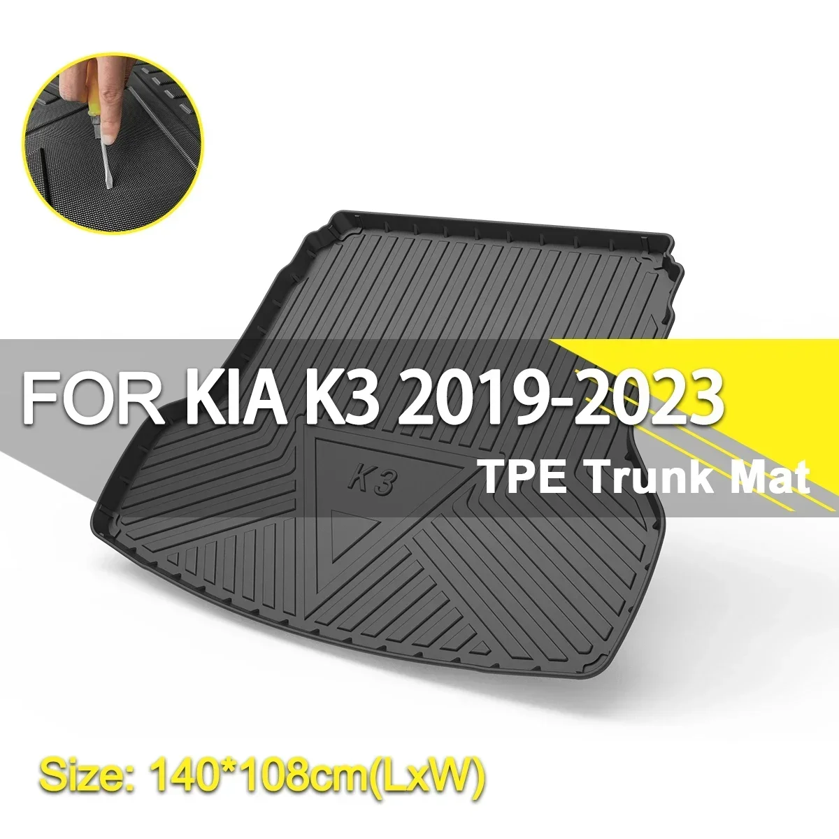 

Car Rear Trunk Cover Mat Waterproof Non-Slip Rubber TPE Cargo Liner Accessories For KIA K3 2019-2023