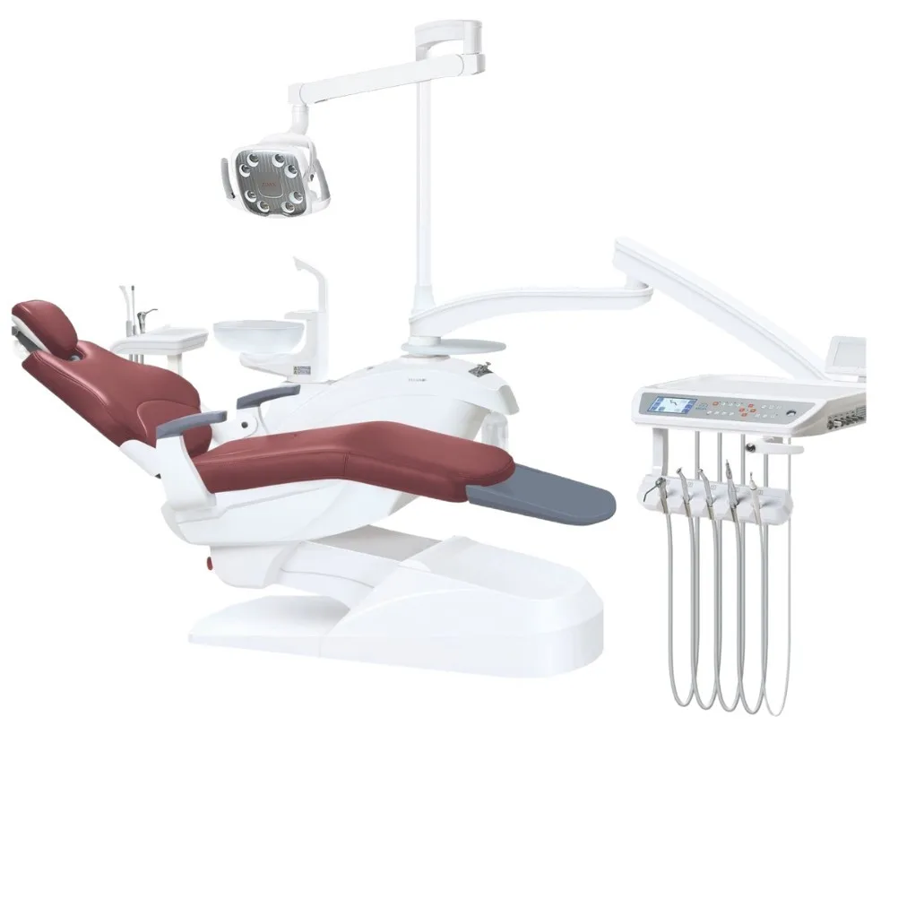 Premium Dental Chair, Electric Dental Treatment Unit with LED Light, Adjustable Headrest & Backrest, Clinic Dental Equipment