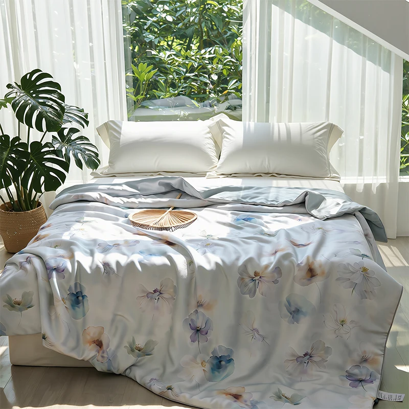 

Cool Blanket for Bed Smooth Pure natural Side Cooling Fabric Summer Quilts Silky Breathable Air Condition Comforter Thin Duvet