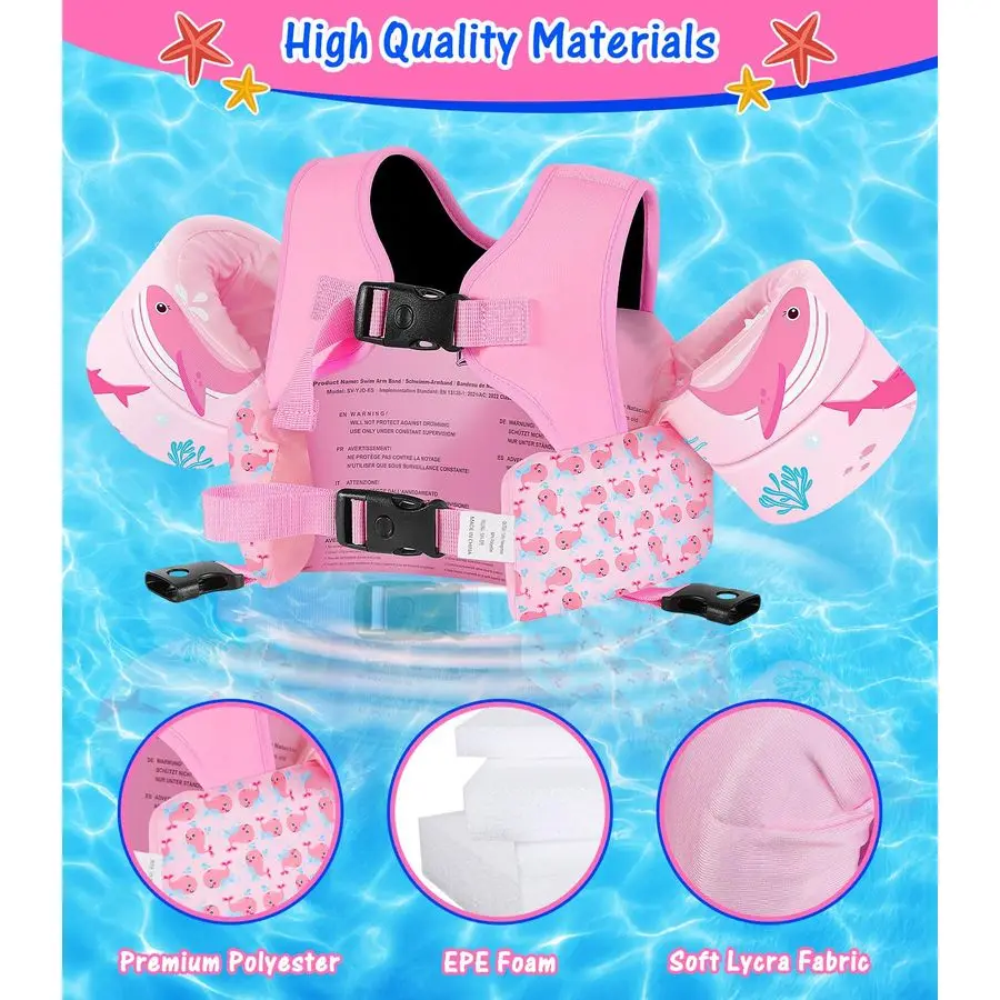 Kleinkind-Schwimmweste für Kinder, Schwimmarm-Floaties, Cartoon-Schwimmwasserflügel mit Schrittgurt, Pool-Schwimmwesten, Ärmel, Schulter
