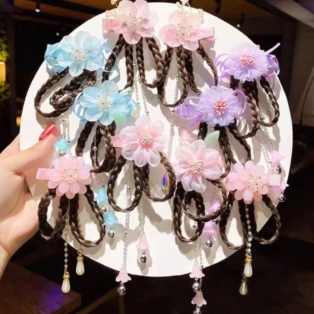 

Clip Han Clothes Accessories Flower Tassel Ancient Style Hairpin Women Hair Accessories Children Hair Clip Wig Braid Head Wear