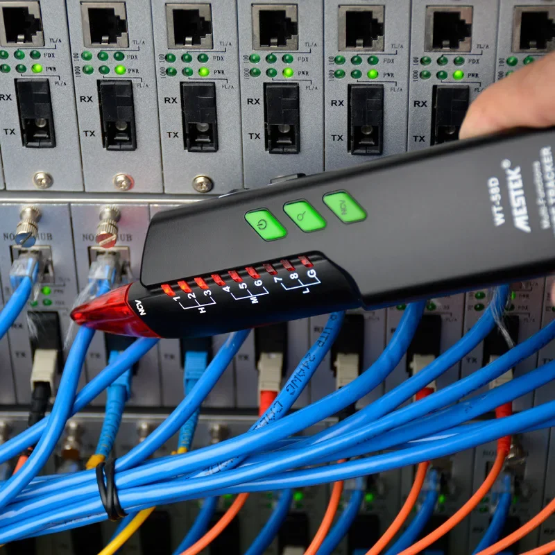 

MESTEK WT-58D Сетевой поиск линий POE Антивигазовая сеть Многофункциональный поисковик линий с защитой от помех