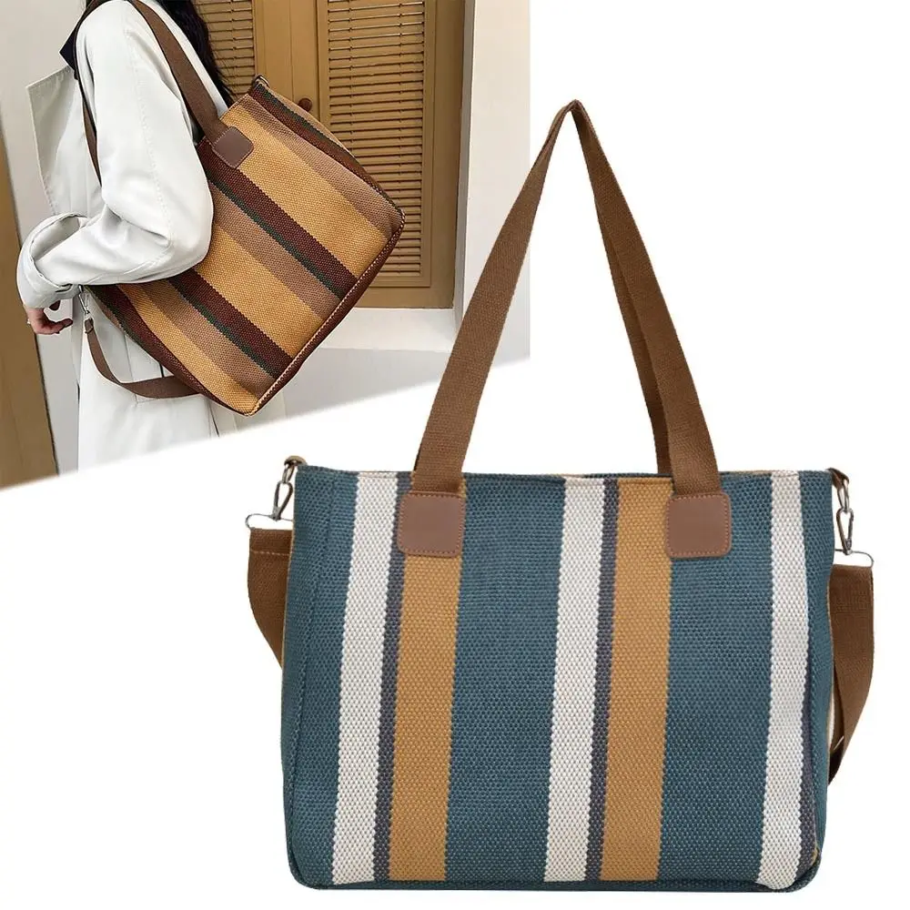 

Commuting Stripe Tote Bag Versatile Shopping Bag Large Capacity Women's Bags Handbag