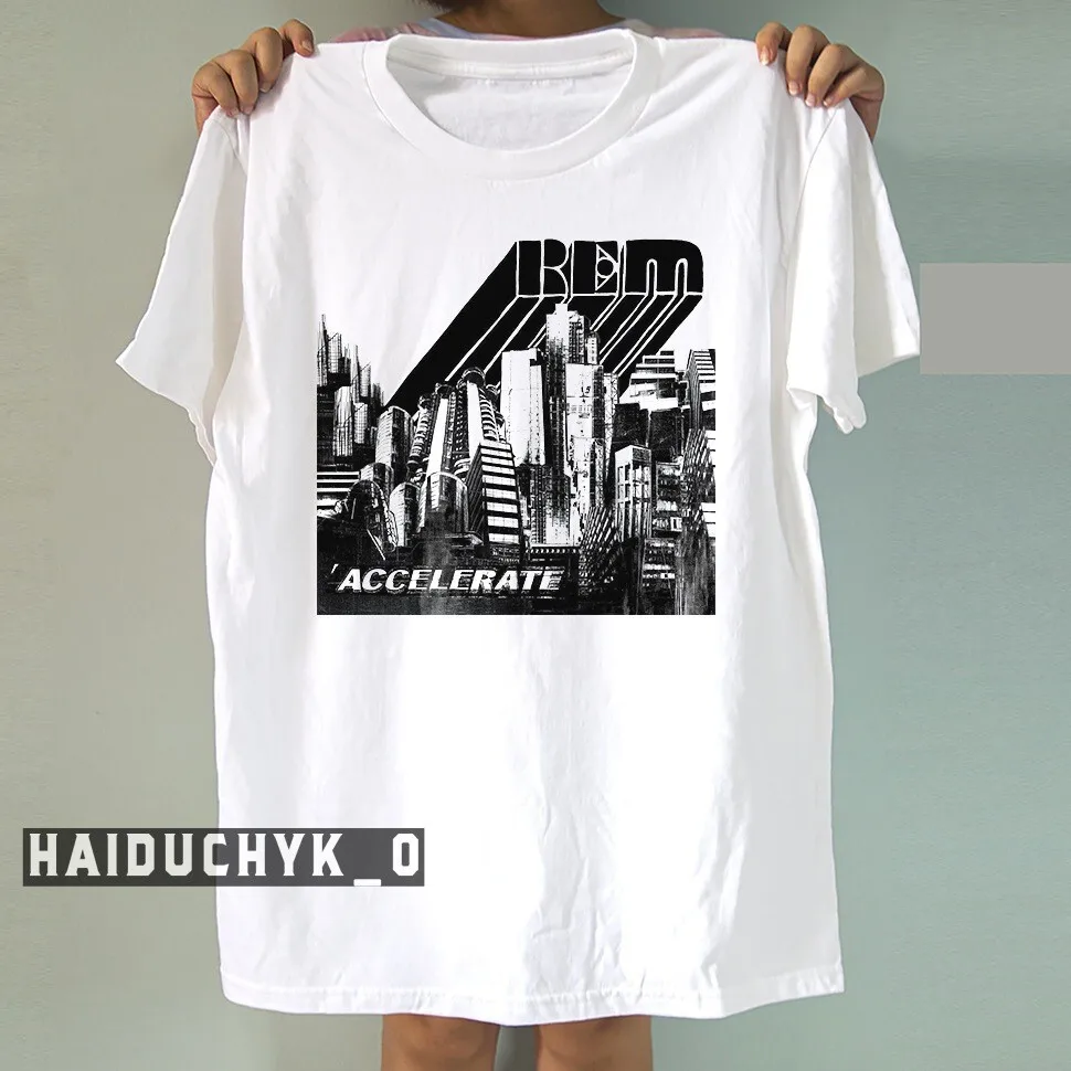 

REM R.E.M Accelerate Album Cover Unisex White T-shirt Size S-5XL