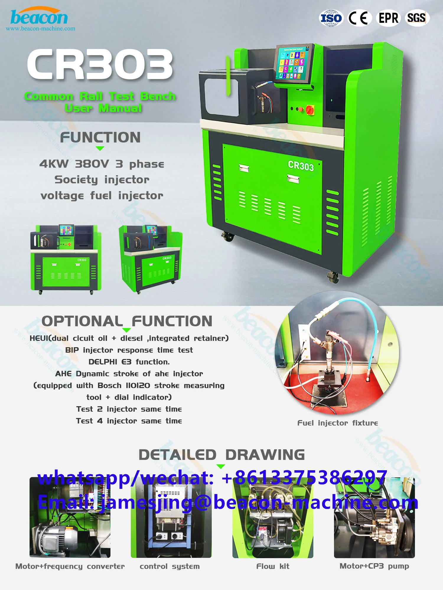 Diagnostic Auto Repair CR303 Common Rail Diesel Fuel Injector Calibration Machine