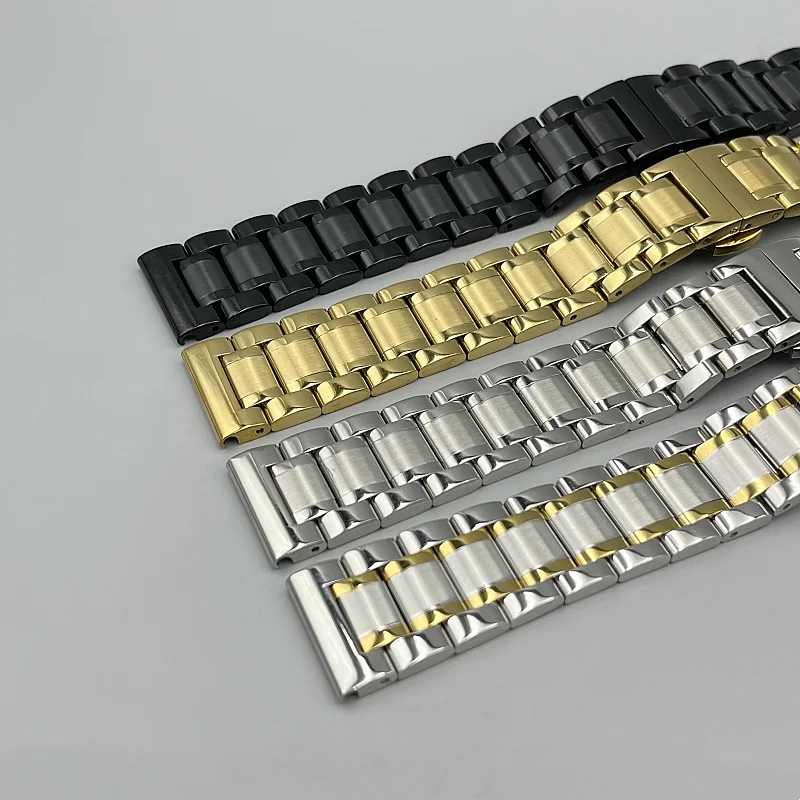 Massives Edelstahlarmband 8 10 12 13 14 15 16 17 18 20 21 22 23 24mm mit gebogenem Flachende für LONGINES Armband mit Schmetterlingsverschluss – Detail 5