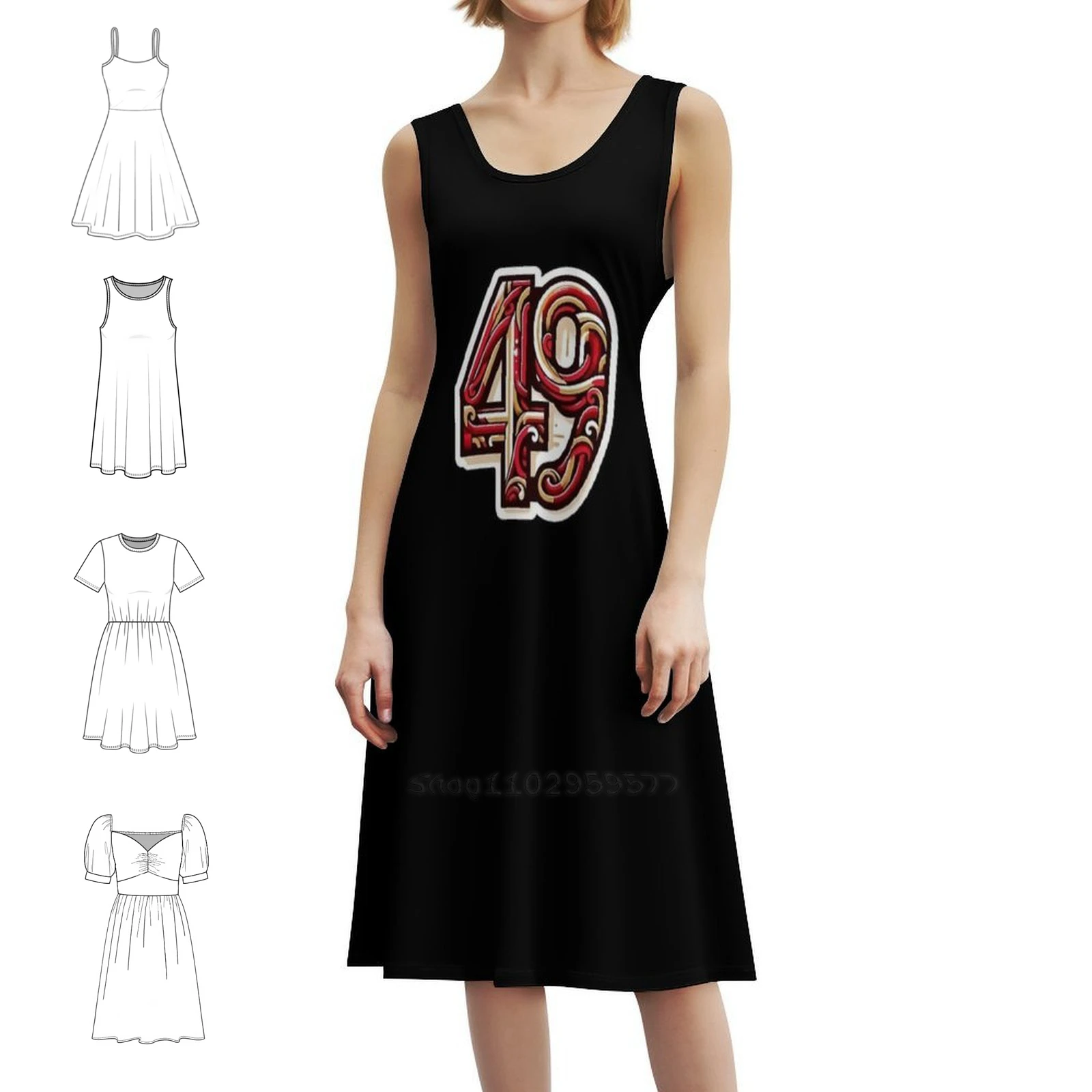 49Ers Abstract Art Sexy Vacation Dress For Women Beach Party Birthday Mini Dress Number 49 Abstract Team Passion Party Dresses