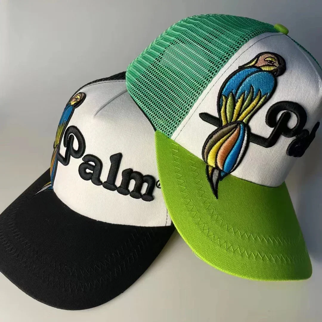 2024 Summer New High Quality Colorful Parrot Bear Palm Letter Embroidered Baseball Cap for Men Adjustable Mesh Caps Hip Hop Hat