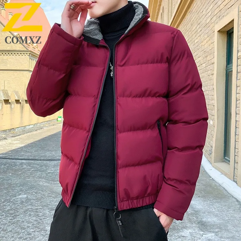 COMXZ Men's Winter Down Cotton Jacket Casual Loose Fit Youth Stand Collar Cotton - Padded Coat Trendy Brand Plus Size Outerwear