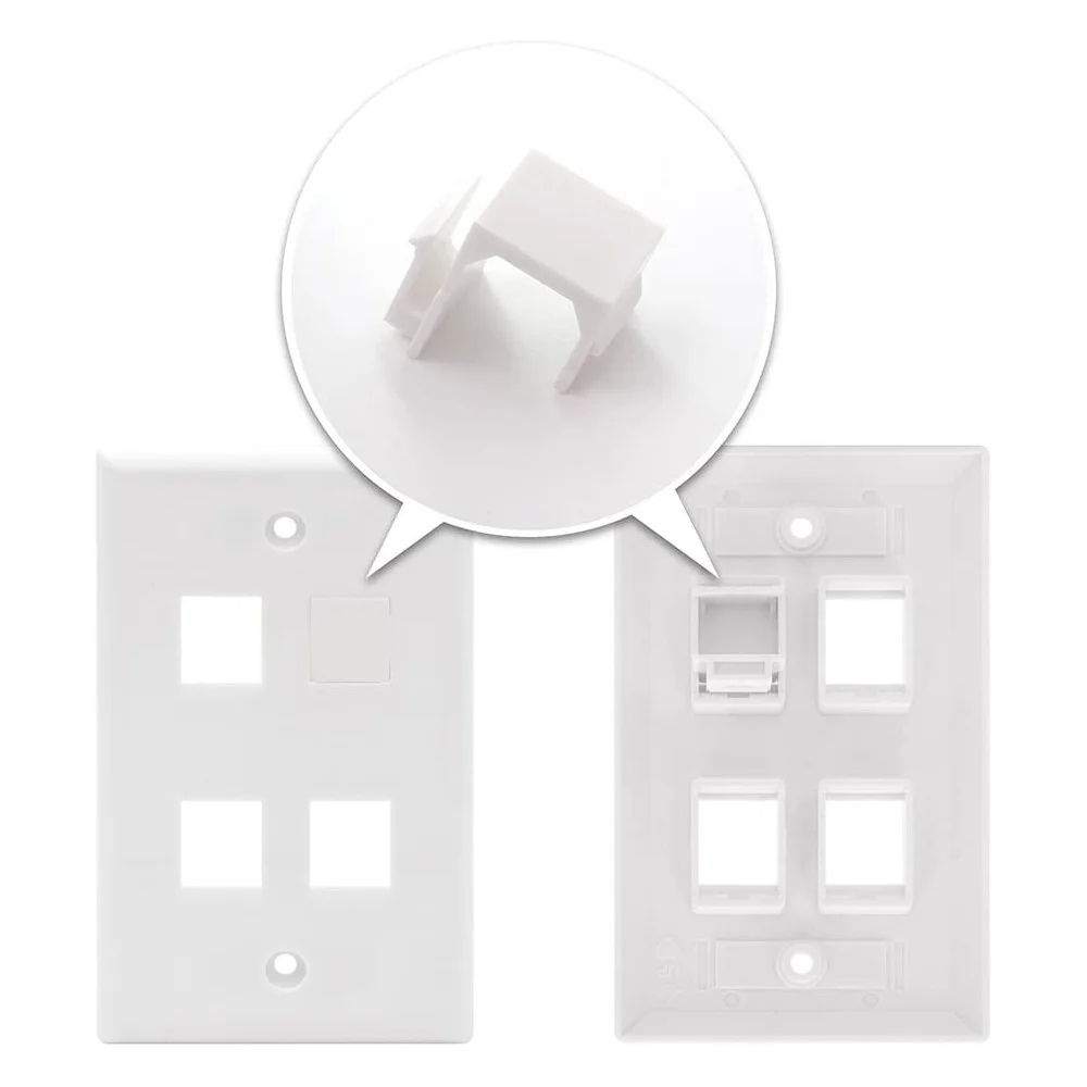 RISE 30-Pack Blank Keystone Jack Inserts for Keystone Wall Plate and Patch Panel - White