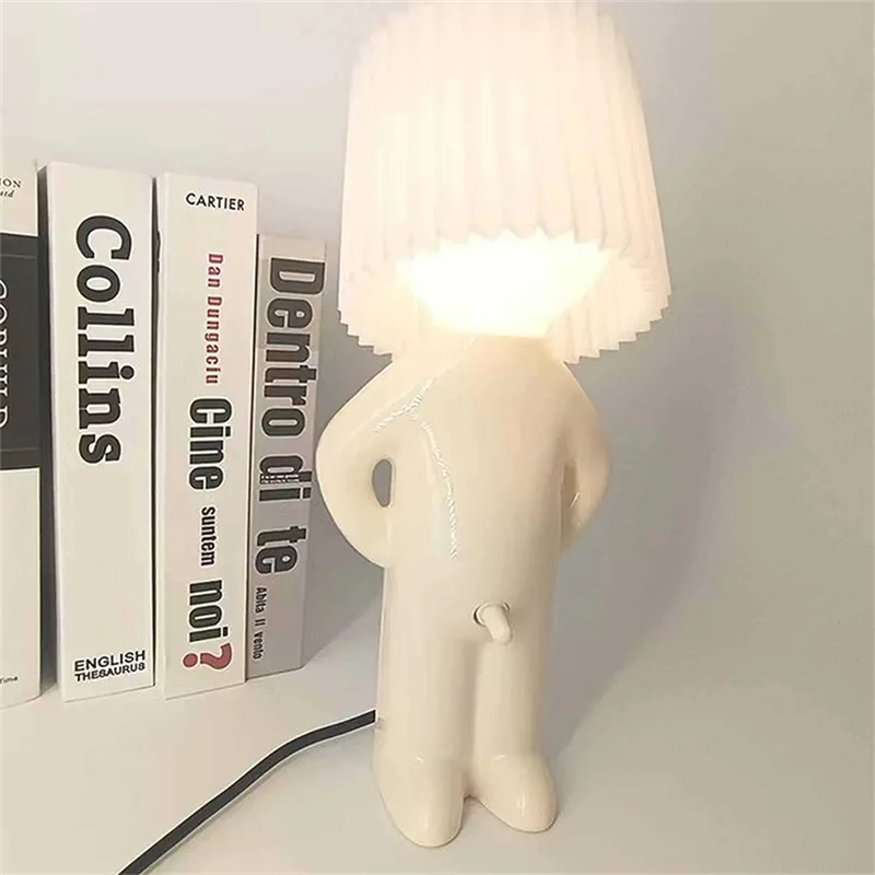 Claeted Naughty Boy Creative Table Lamp Unique LED Pleats Reading Lighting Bedroom Bedside Night Light Children\'s Gift