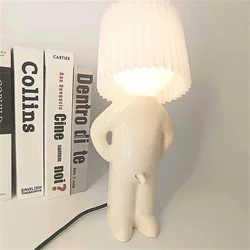 Claeted Naughty Boy Creative Table Lamp Unique LED Pleats Reading Lighting Bedroom Bedside Night Light Children's Gift