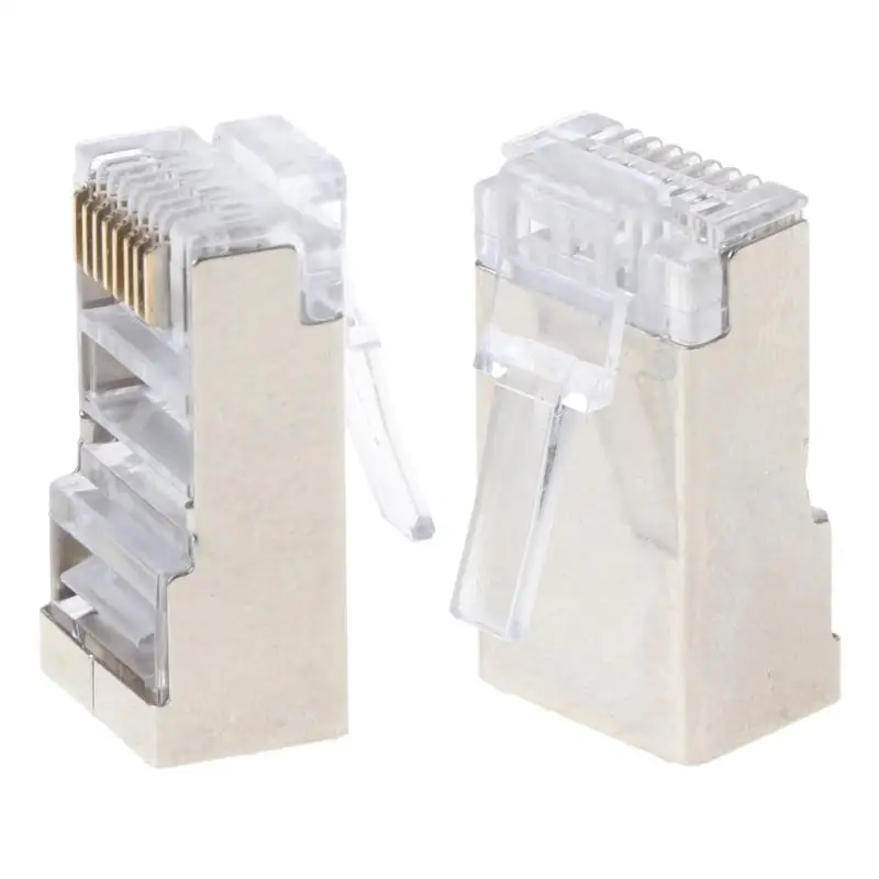 10 pièces Cat6 8 broches RJ45 8P8C blindé toronné à sertir modulaire connecteur prise R2LB