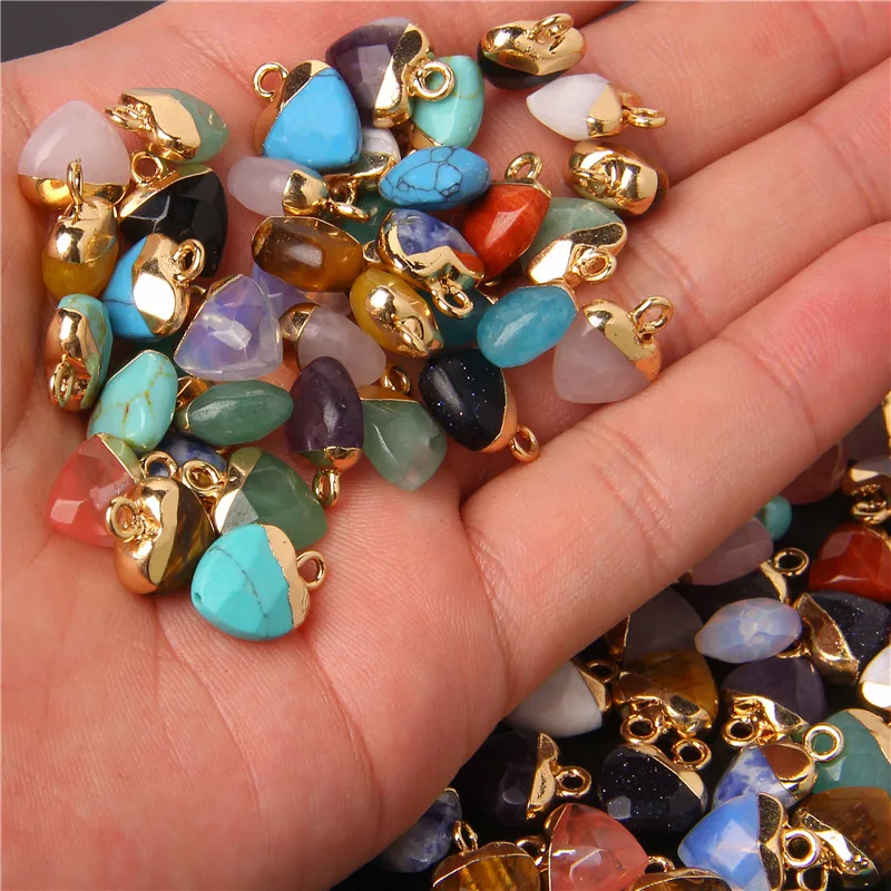 5Pcs Mixed Natuursteen Hanger Charms Willekeurige Gem Quartz Jaspers Maken Sieraden Accessoires Voor Vinden Diy Kettingen Oorbellen
