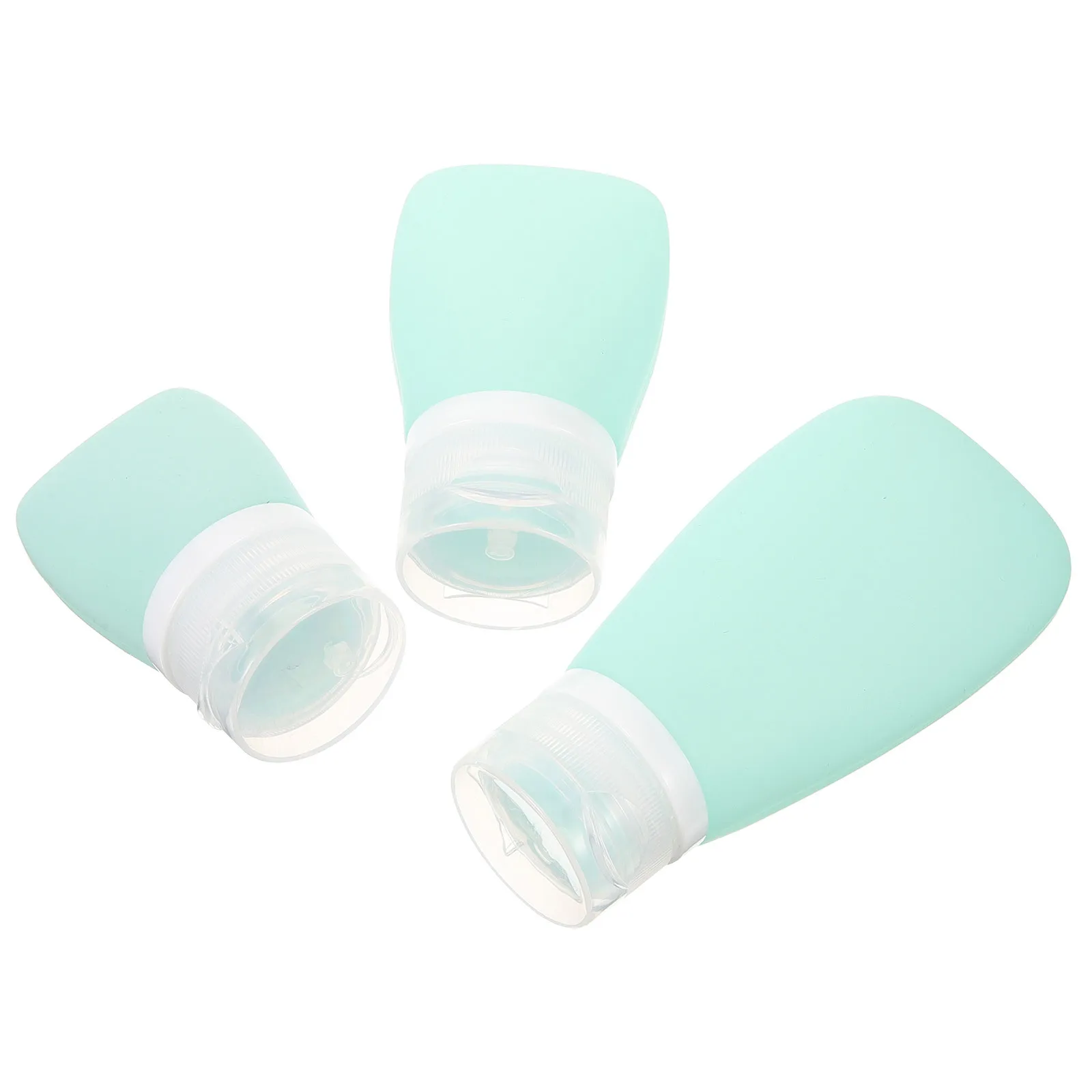 

3Pcs Silicone Bottles Portable Reusable Lotion Dispenser Press Pump Empty Bottles Travel Shampoo Body Wash Containers Sky Blue