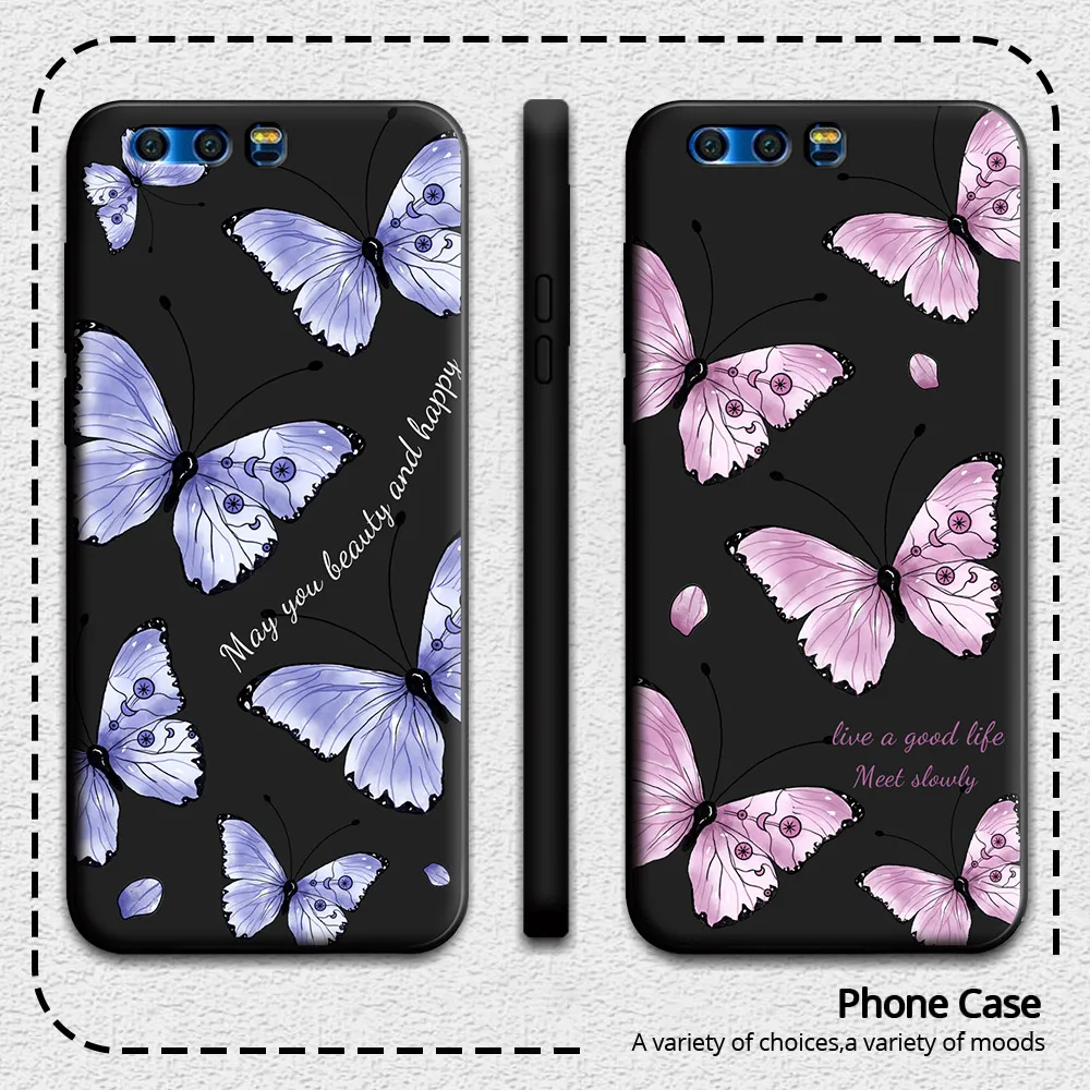 For Honor 9 9A 9C 9s Case Floral Soft Silicone Butterfly Phone Case For Huawei Honor 9 Liter 9X Lite Cartoon Back Cover Fundas