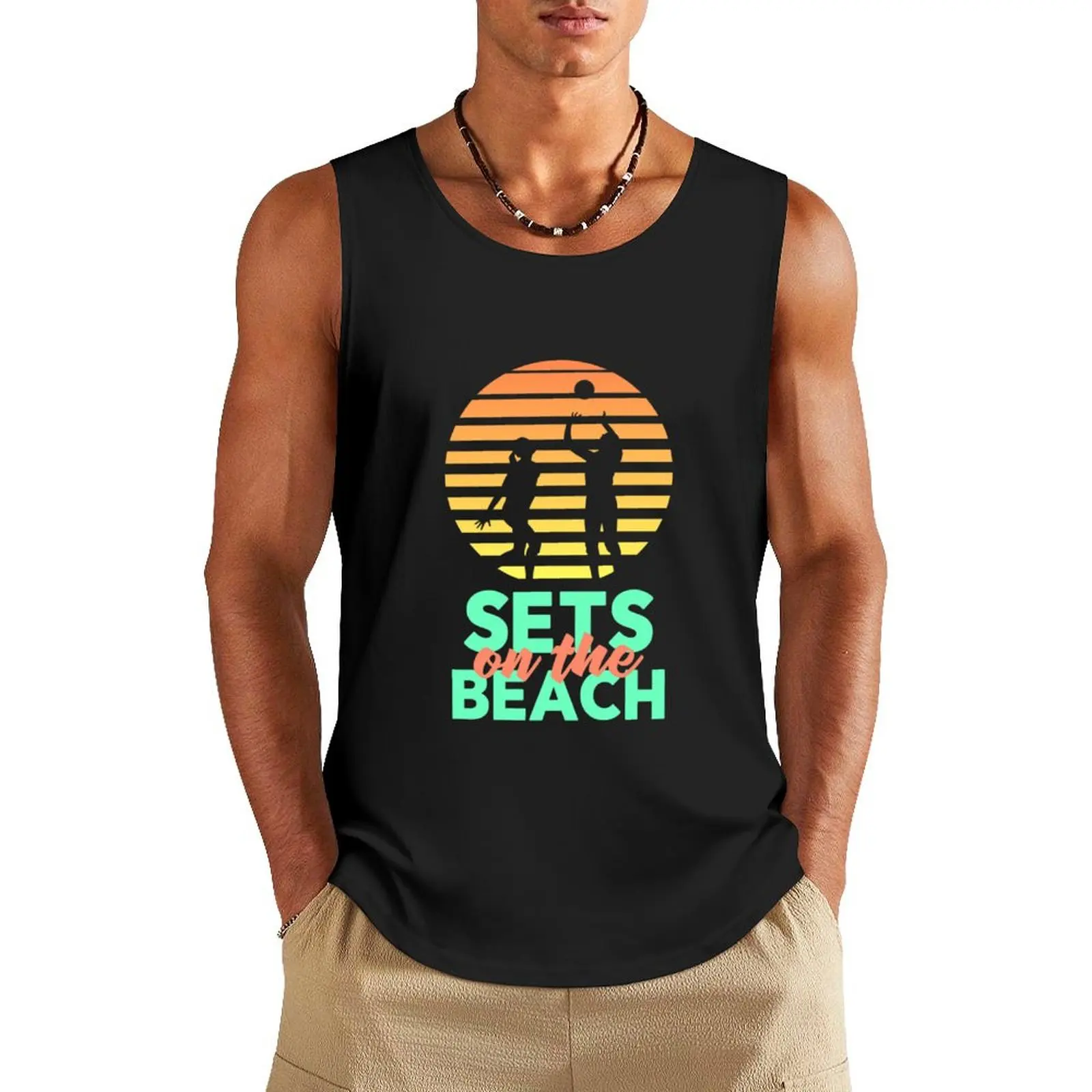 Volleyball Shirt For Men & Women - Sets On The Beach Tank Top gym clothing men Male vest man vest Top