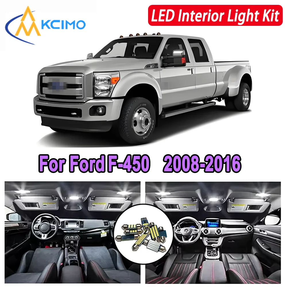 

Kcimo LED For Ford F-450 (2008-2016) Premium Bright LED Interior Dome Map Trunk Light Kit Car Led Lamps Car LED Lights Canbus