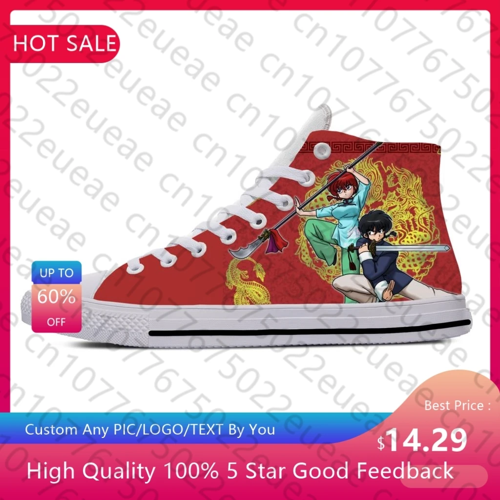 Anime Manga Cartoon Comic Ranma 1/2 lustige Mode lässige Stoff Schuhe High Top leichte atmungsaktive 3D-Druck Männer Frauen Turnschuhe