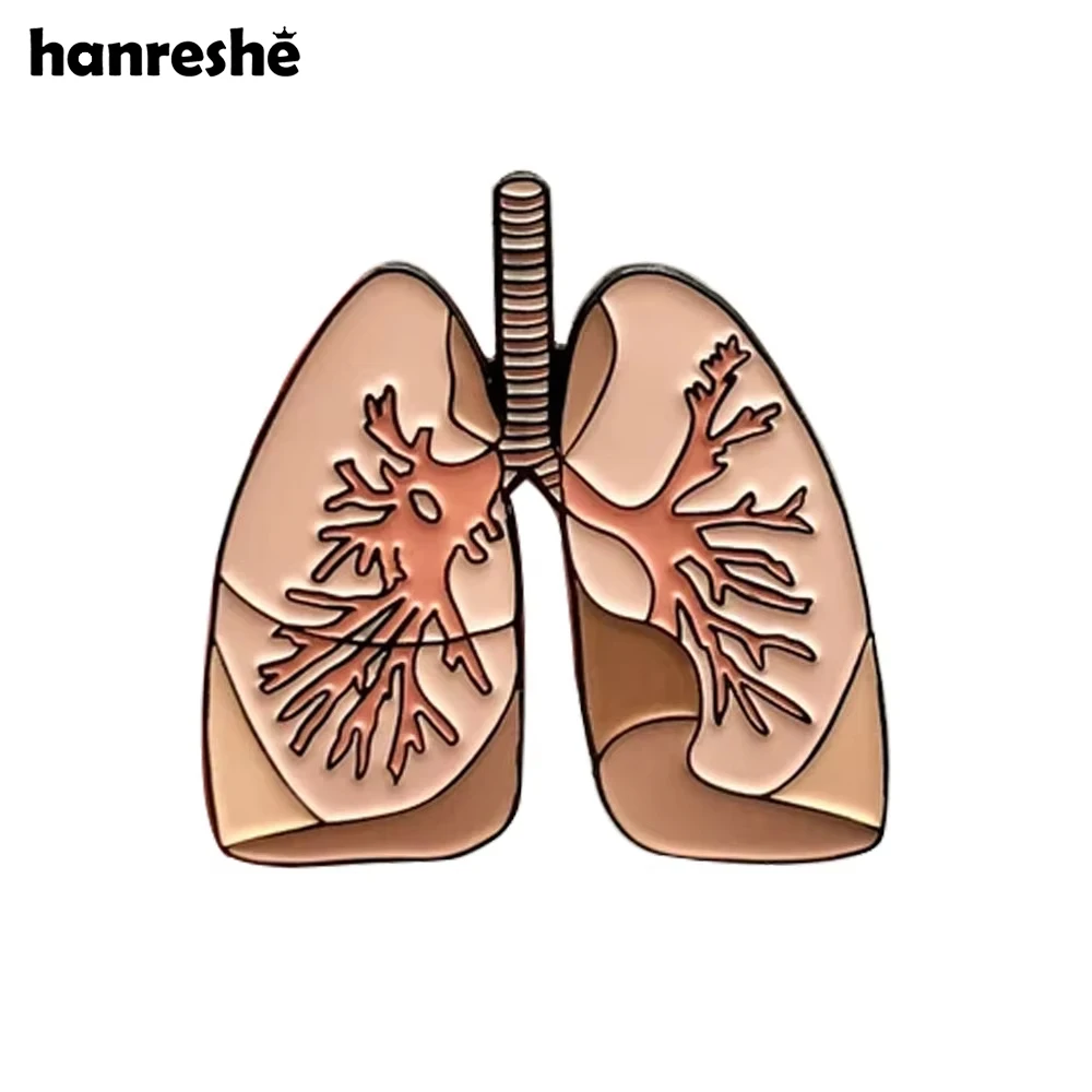 Hanreshe-Medical Anatomy Lung Esmalte Broche, Departamento Respiratório de Órgão Humano, Emblema de Lapela, Pins Jóias para Médico e Enfermeira, Novo