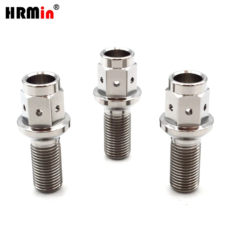 HRmin 6 Holes in Extended 17mm Hollow Hex Round Head Spherical Seat Gr.5 Titanium Automobile Vehicle Car Wheel Bolt M14x1.5mm