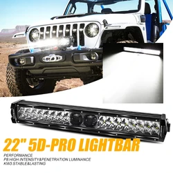 128W 22 Inch Dual Row LED Light Bar 6500K 15360LM Spot LED Lamp Work Light Bar with Harness kit 5D-PRO SERIES