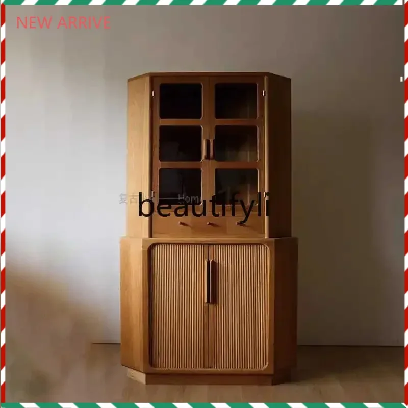 

D2520 Glass Triangle Cherry Solid Wood Wall WineCorner Cabinet