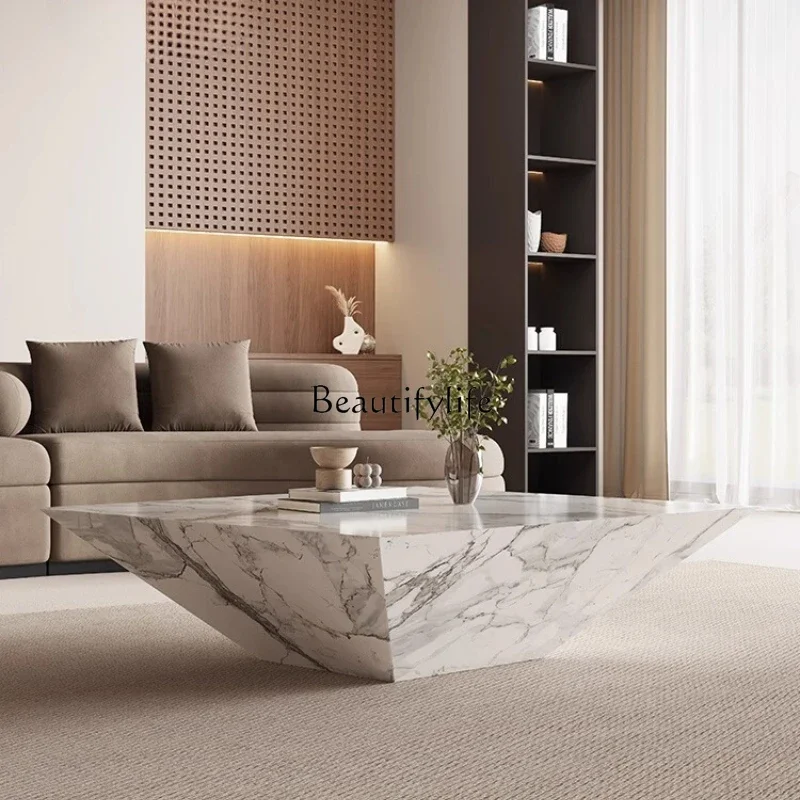 

FG26Italian square rock slab coffee table modern simple living room art high-end luxury stone pattern tea table