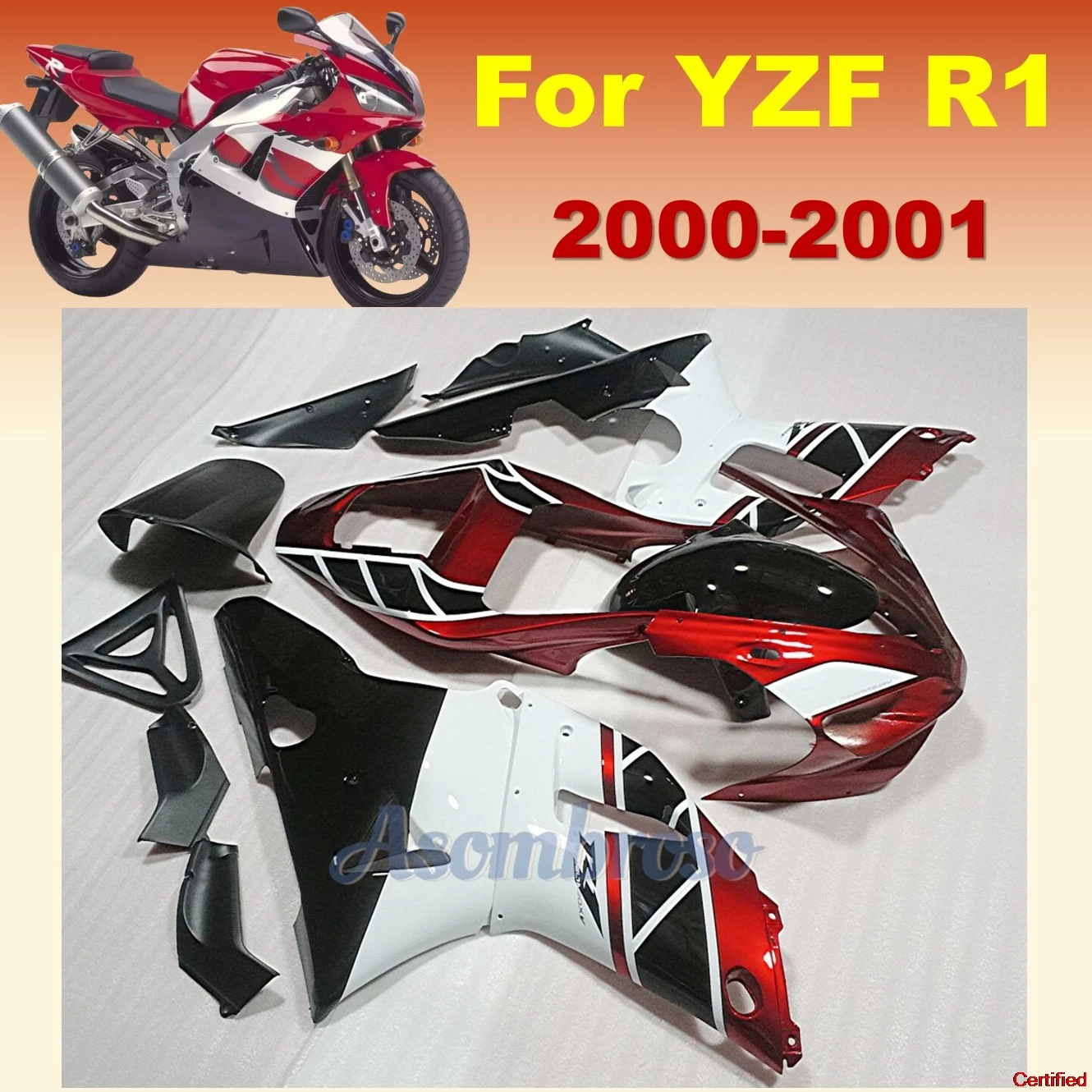 Motorcycle  ABS plastic fairing kit for Yamaha YZF R1 00 01 YZFR1 2000 2001 Fairings Set CN
