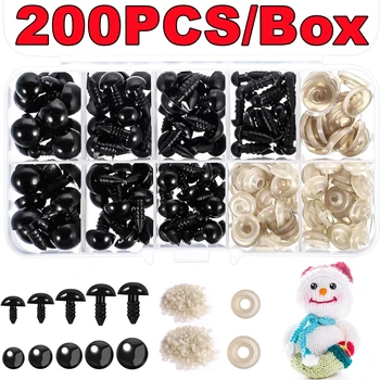 200 teile/schachtel Schwarz Kunststoff Sicherheits Augen Für Spielzeug Amigurumi DIY Kit Handwerk TeddyBär Weiche Spielzeug Auge 6mm-12mm Spielzeug Augen Puppe Zubehör