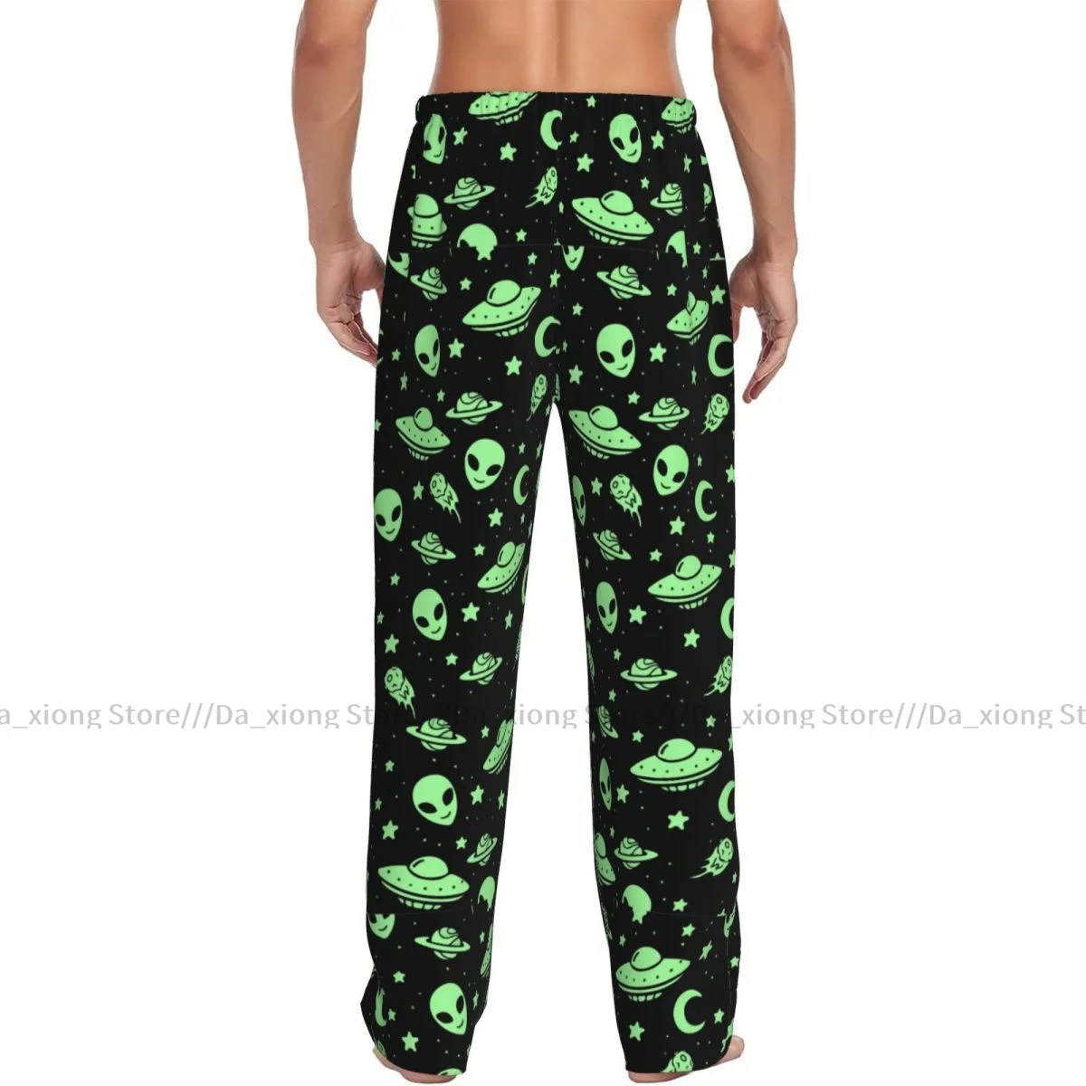 Pantalon de pyjama vert Alien UFO Moon pour homme, pantalon de salon, bas de sommeil