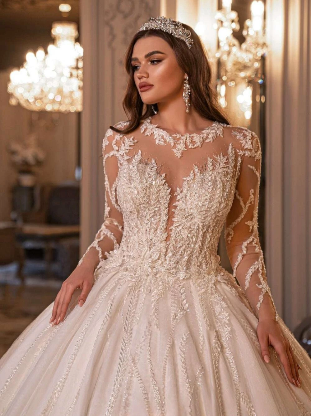 Robe de mariée avec appliques classiques, longue robe de mariée avec perles et paillettes, robe de Rhgracieuse, adaptée aux patients