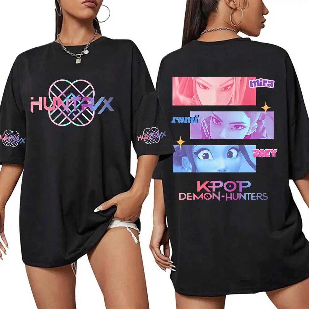 K-pop Demon Hunters Rumi Mira Zpey 2025 Film T-shirt grafica Uomo Donna Harajuku T-shirt in cotone oversize di alta qualità Streetwear