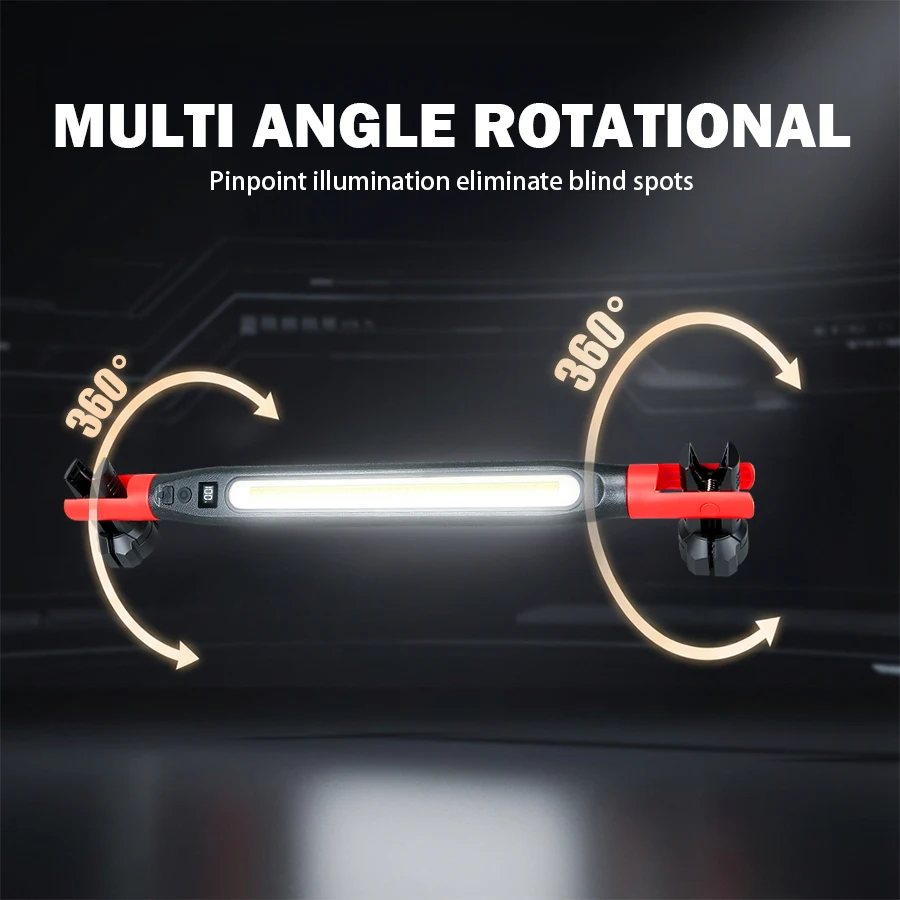 1PC High Lumen Rechargeable LED Work Light for Car Emergency Repair, Powerful Magnetic Flashlight with Hooks and Magnetic Base - view 3
