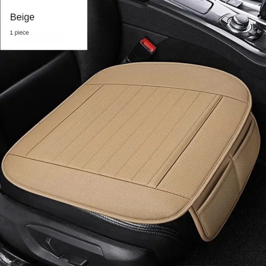 Driver and Passenger Seat Covers for Autumn and Winter, Single Piece, Single Leather, No Backrest, All Season Car Seat Cushions