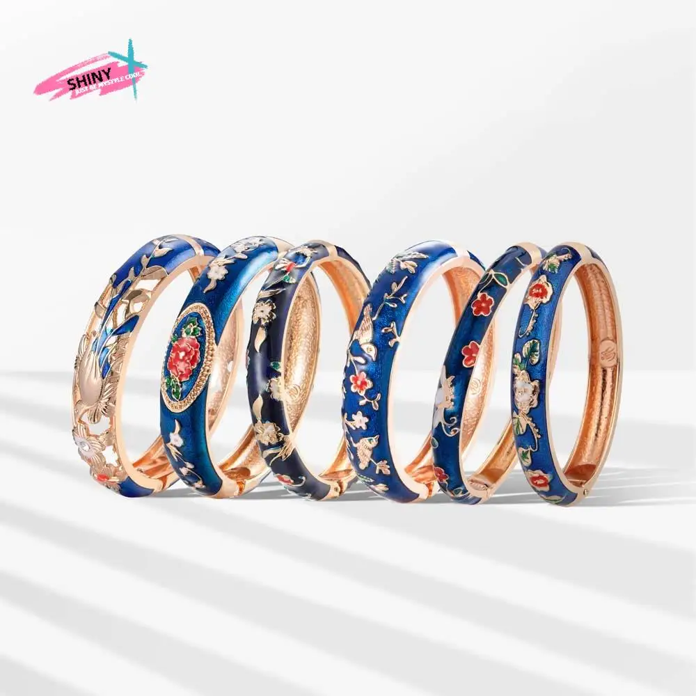 

Traditional Vintage Cloisonne Bangle Cheongsam accessories Hanfu Accessories Filigree Enamel Bangle Openable Old Beijing